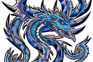 blue dragon with fire tattoo idea