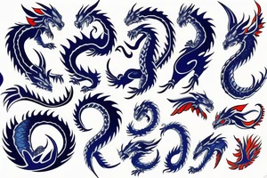 blue dragon with fire tattoo idea