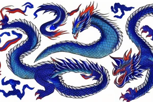 blue dragon with fire tattoo idea