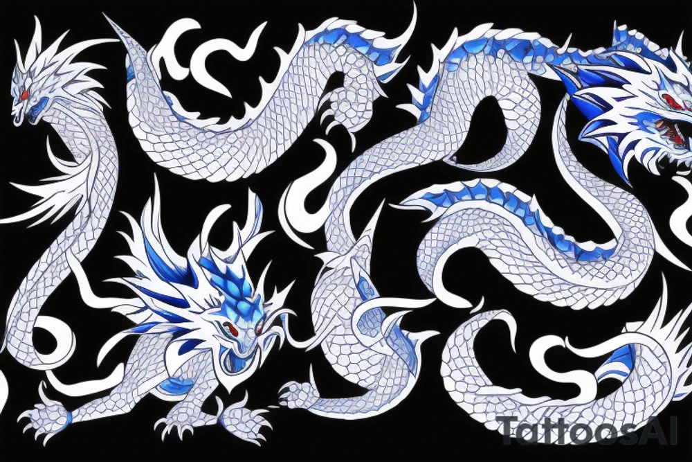 blue dragon with fire tattoo idea