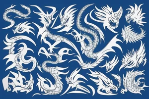 blue dragon with fire tattoo idea