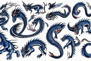 blue dragon with fire tattoo idea