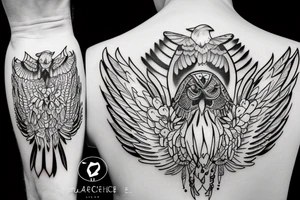 white crow sitting on a brench tattoo idea