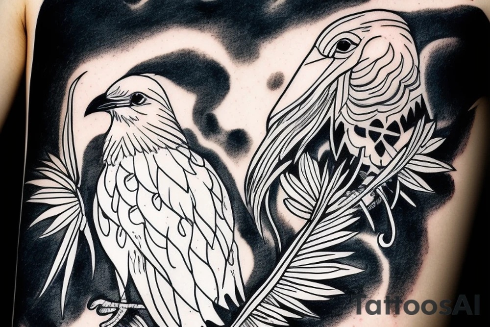 white crow sitting on a brench tattoo idea