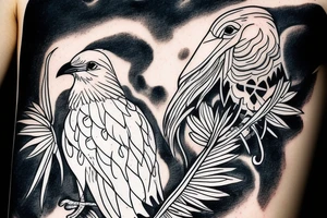 white crow sitting on a brench tattoo idea
