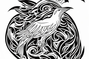 white crow sitting on a brench tattoo idea