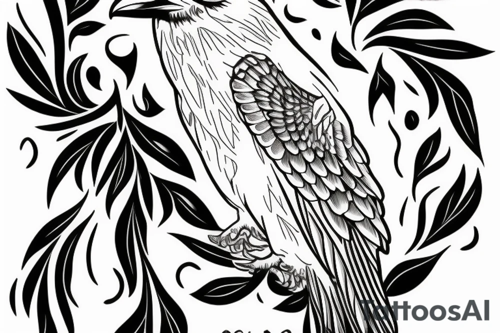 white crow sitting on a brench tattoo idea