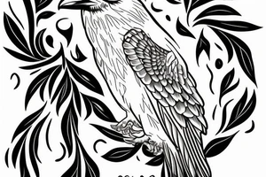 white crow sitting on a brench tattoo idea