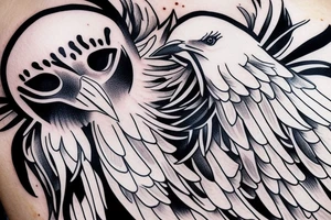 white crow sitting on a brench tattoo idea