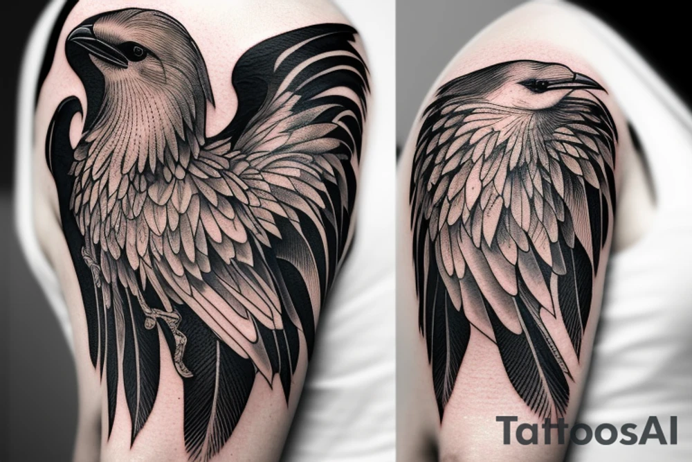 white crow sitting on a brench tattoo idea