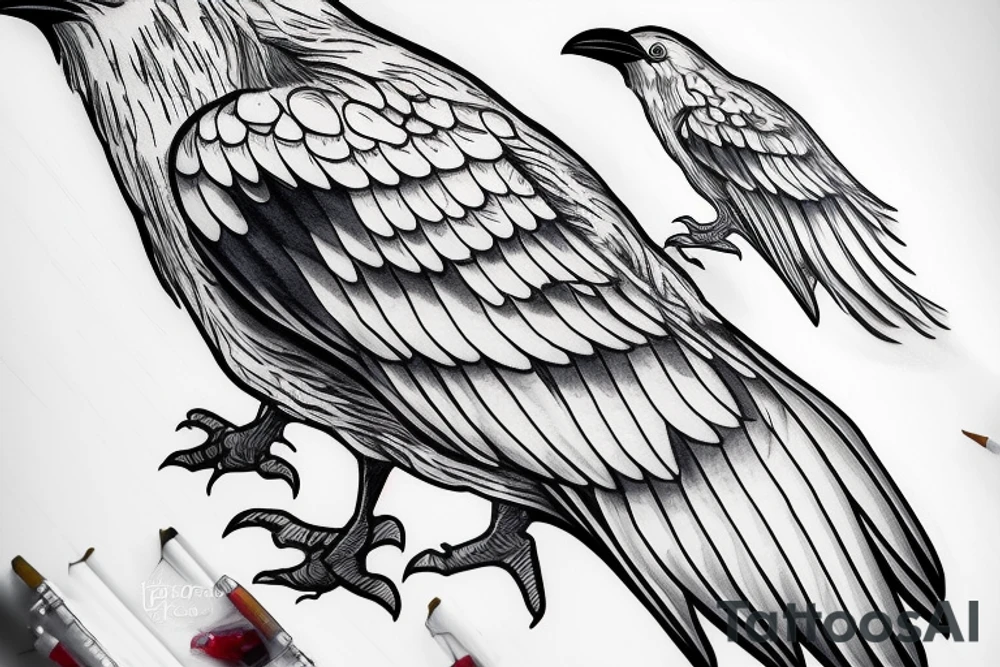 white crow sitting on a brench tattoo idea