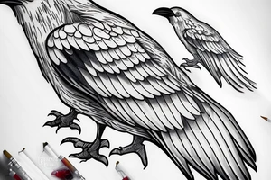 white crow sitting on a brench tattoo idea