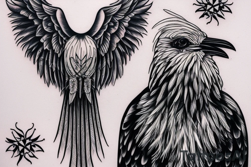 white crow sitting on a brench tattoo idea