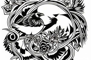 white crow sitting on a brench tattoo idea
