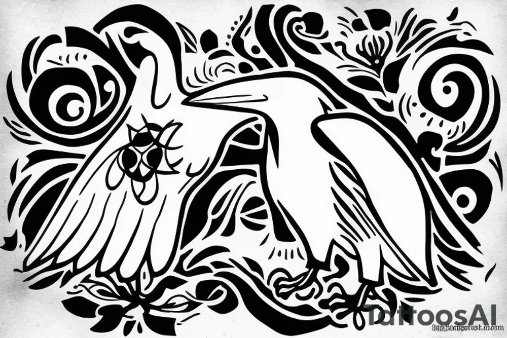 white crow soars in the sky tattoo idea