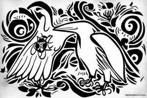 white crow soars in the sky tattoo idea