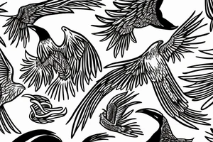 white crow soars in the sky tattoo idea
