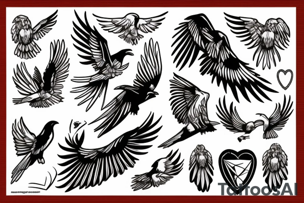 white crow soars in the sky tattoo idea