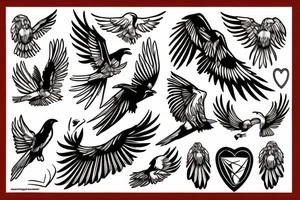 white crow soars in the sky tattoo idea