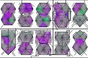 A geometric tattoo which hexagons connected by circuitry that fades from a purple to green tattoo idea