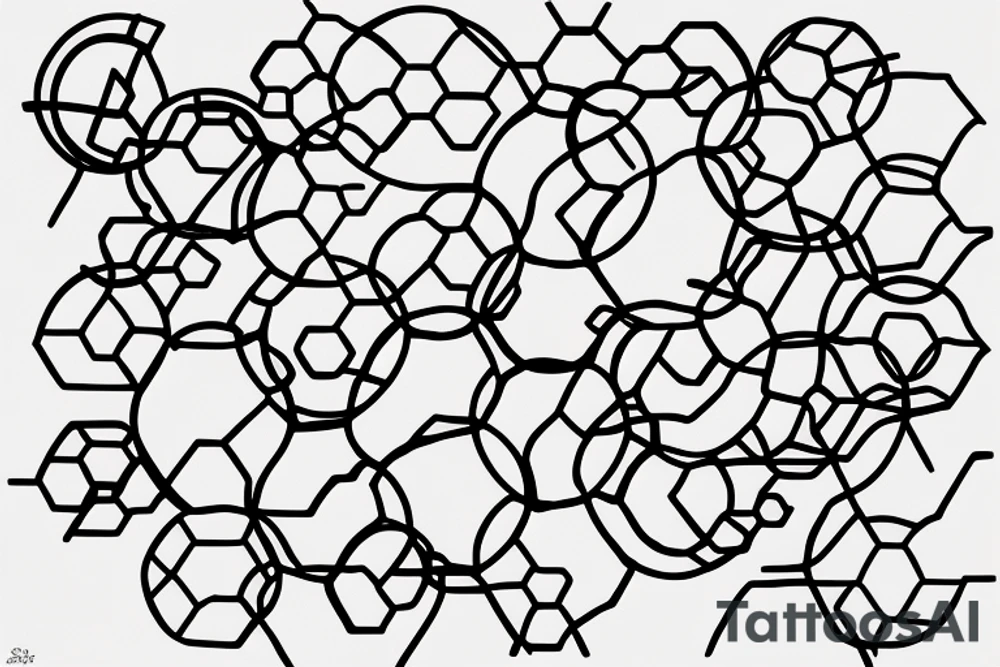 Hexagons connected by electrical circuitry tattoo idea