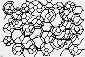 Hexagons connected by electrical circuitry tattoo idea