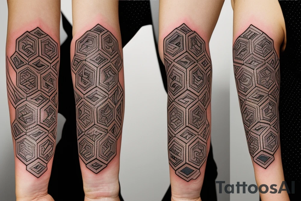 Hexagons connected by electrical circuitry tattoo idea