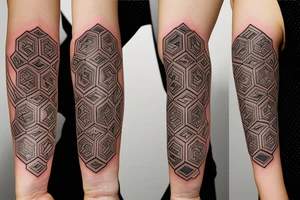 Hexagons connected by electrical circuitry tattoo idea