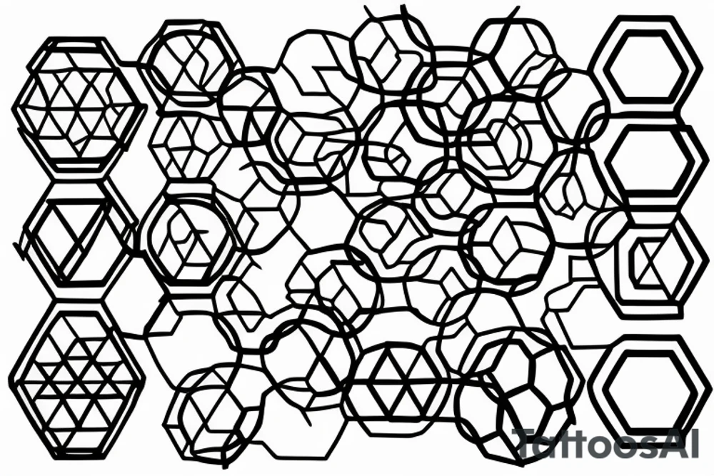 Hexagons connected by electrical circuitry tattoo idea