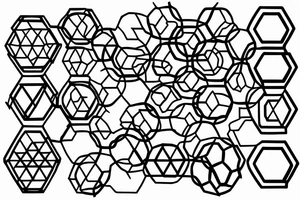 Hexagons connected by electrical circuitry tattoo idea
