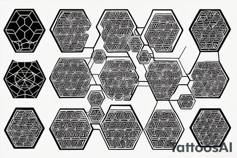 Hexagons connected by electrical circuitry tattoo idea