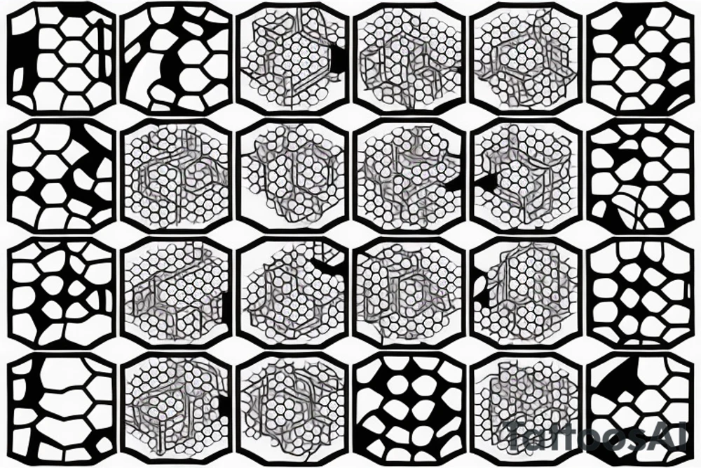 Hexagons connected by electrical circuitry tattoo idea
