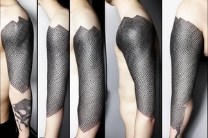 Hexagons connected by lines cyberpunk tattoo idea