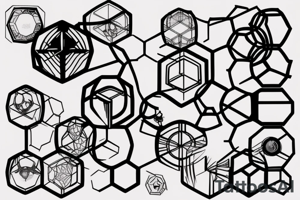 Hexagons connected by lines cyberpunk tattoo idea