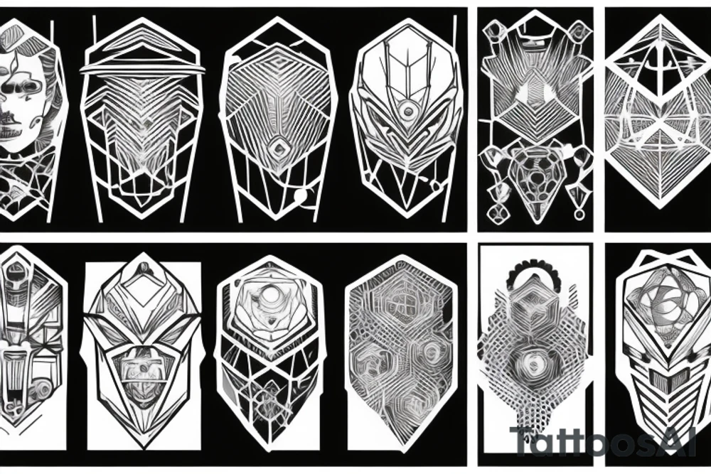 Hexagons connected by lines cyberpunk tattoo idea