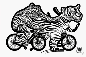 a striped tiger riding a 2 wheeld bicycle tattoo idea