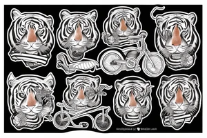 a striped tiger riding a 2 wheeld bicycle tattoo idea