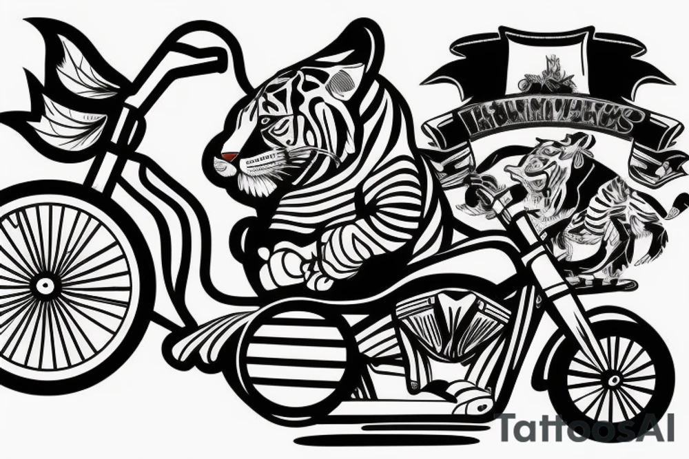 a striped tiger riding a 2 wheeld bicycle tattoo idea