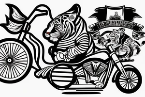 a striped tiger riding a 2 wheeld bicycle tattoo idea