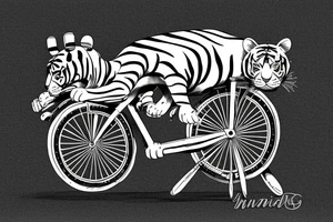 a striped tiger riding a 2 wheeld bicycle tattoo idea