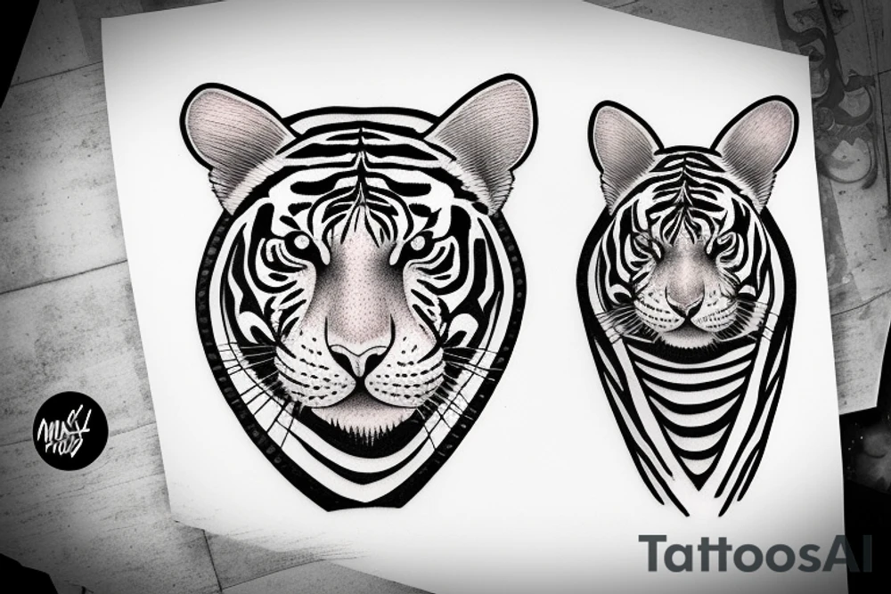 a striped tiger riding a 2 wheeld bicycle tattoo idea