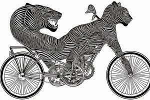 a striped tiger riding a 2 wheeld bicycle tattoo idea