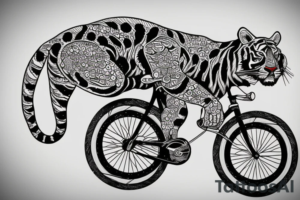 a tiger riding a bicycle tattoo idea