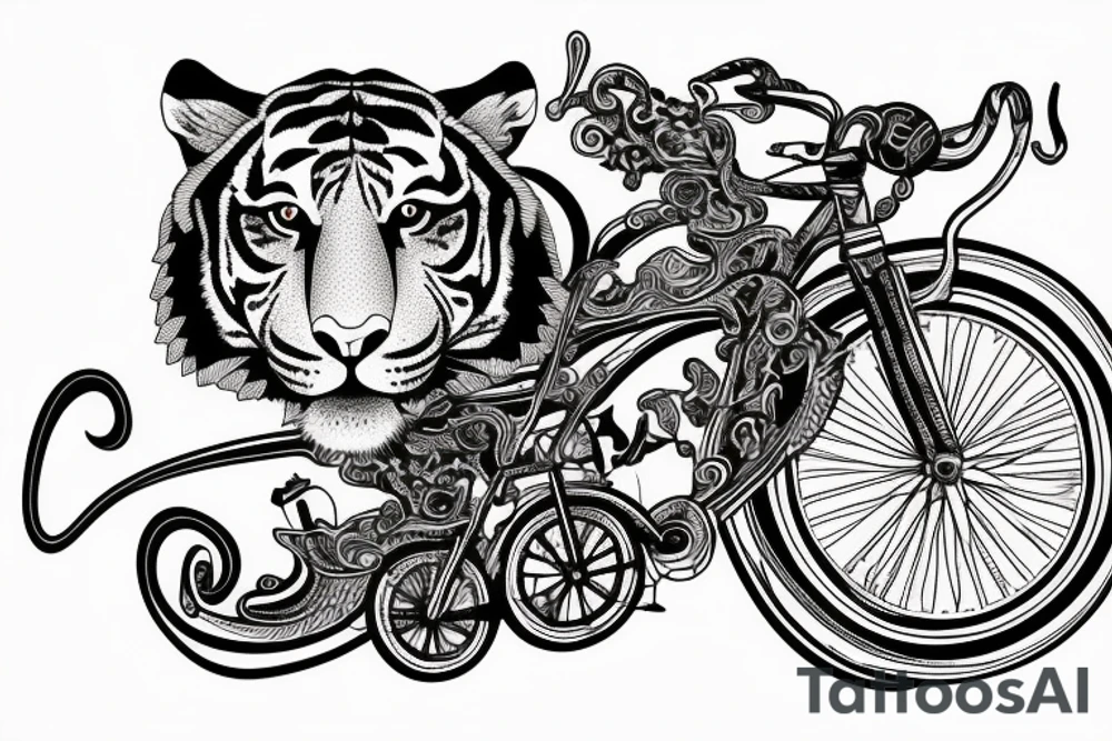 a tiger riding a bicycle tattoo idea