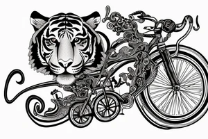 a tiger riding a bicycle tattoo idea