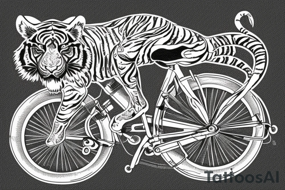 a tiger riding a bicycle tattoo idea