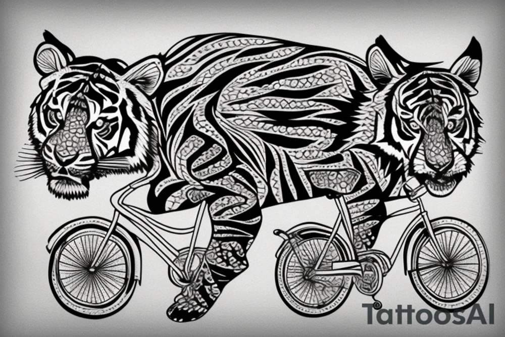 a tiger riding a bicycle tattoo idea