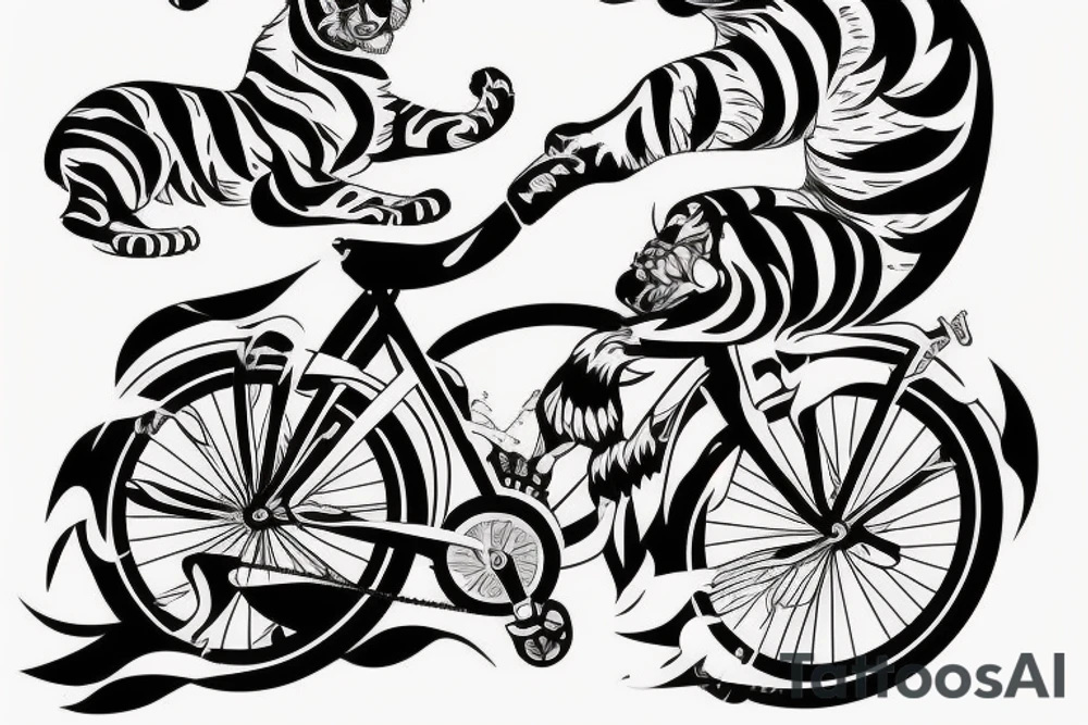 a tiger riding a bicycle tattoo idea