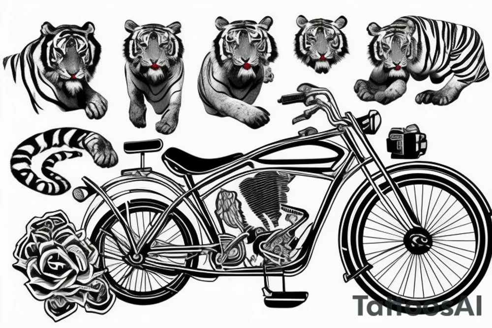a tiger riding a bicycle tattoo idea
