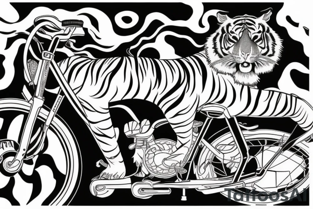 a tiger riding a bicycle tattoo idea